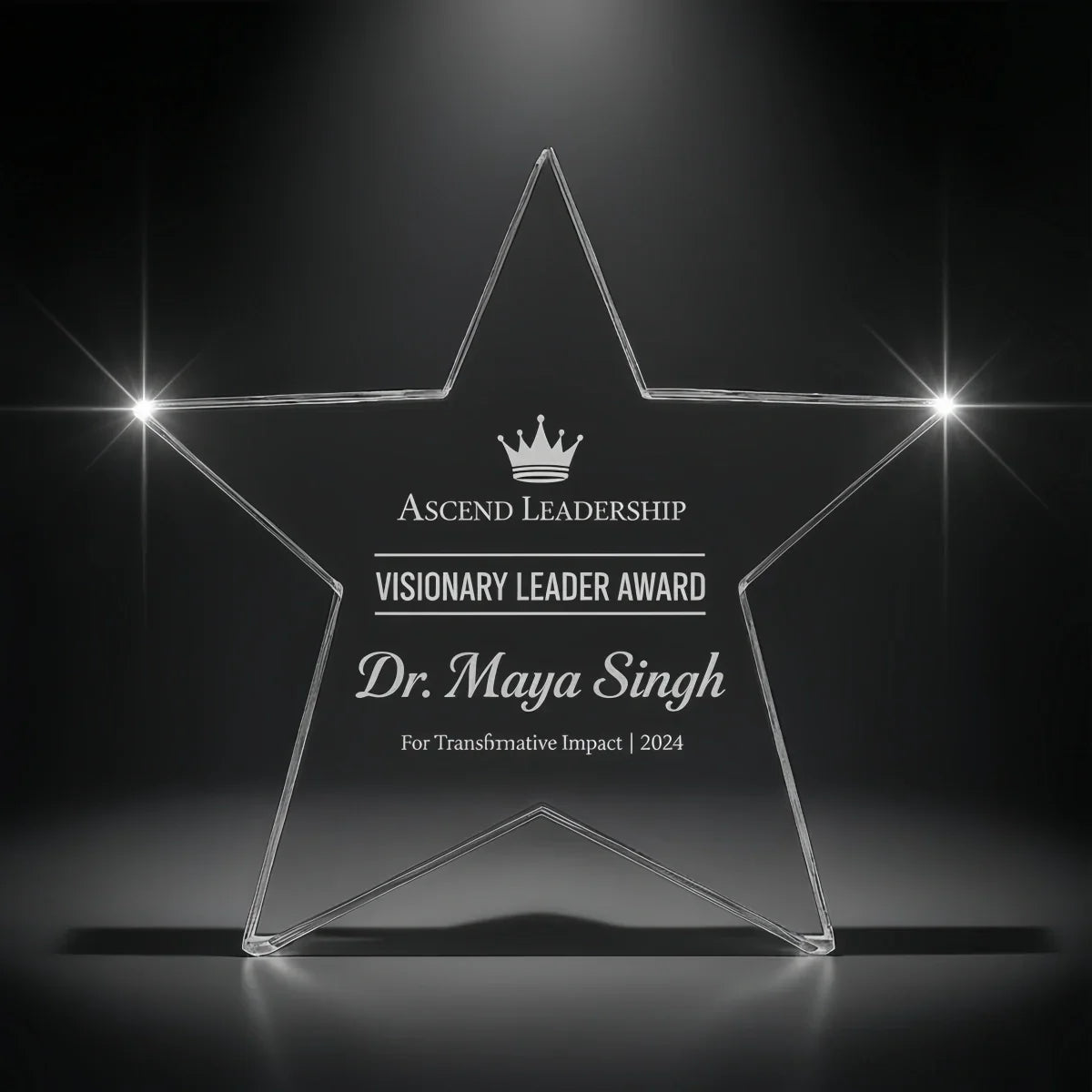 Star crystal trophy for leadership and excellence recognition