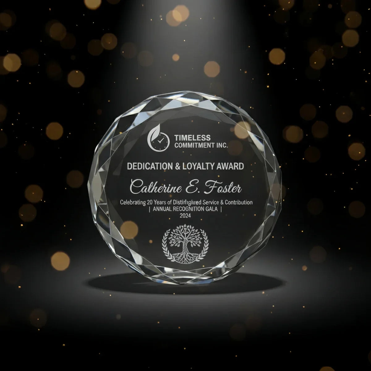 Personalized sunflower crystal plaque for employee appreciation