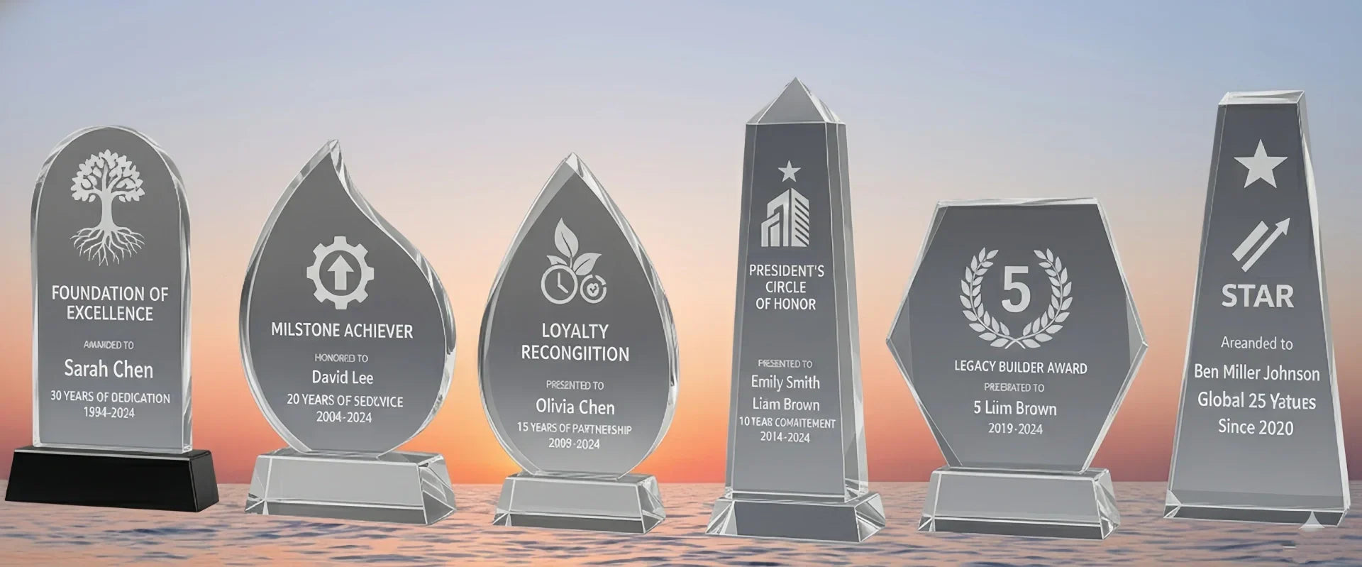Long Service Plaques crystal Trophies for Pc