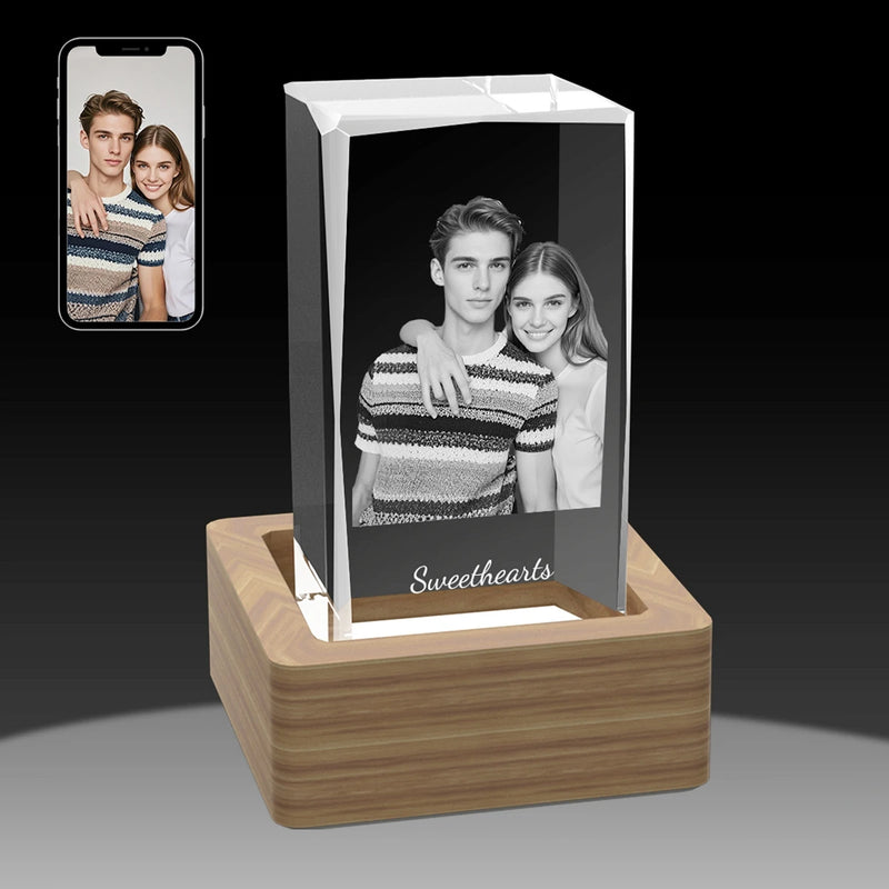Medium 3D image in glass cube for personalised photo gifts. Buy online with free shipping in Australia.