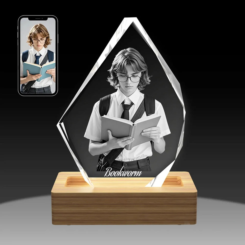 Crystify medium custom crystal block with 3D image and iceberg edges. Order online.