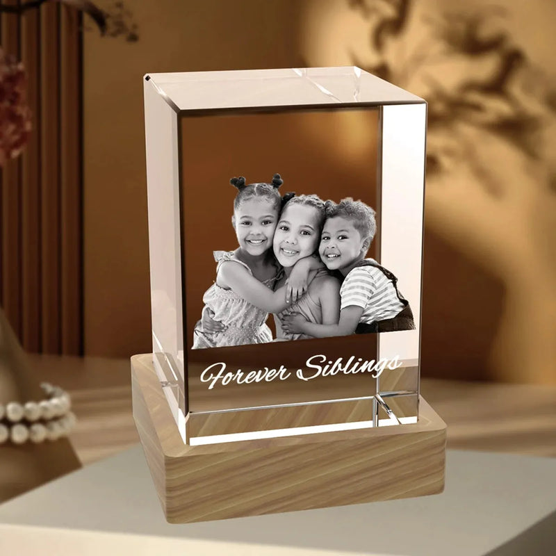 Medium crystal cube with custom photo engraving. Buy online with free shipping in Australia.