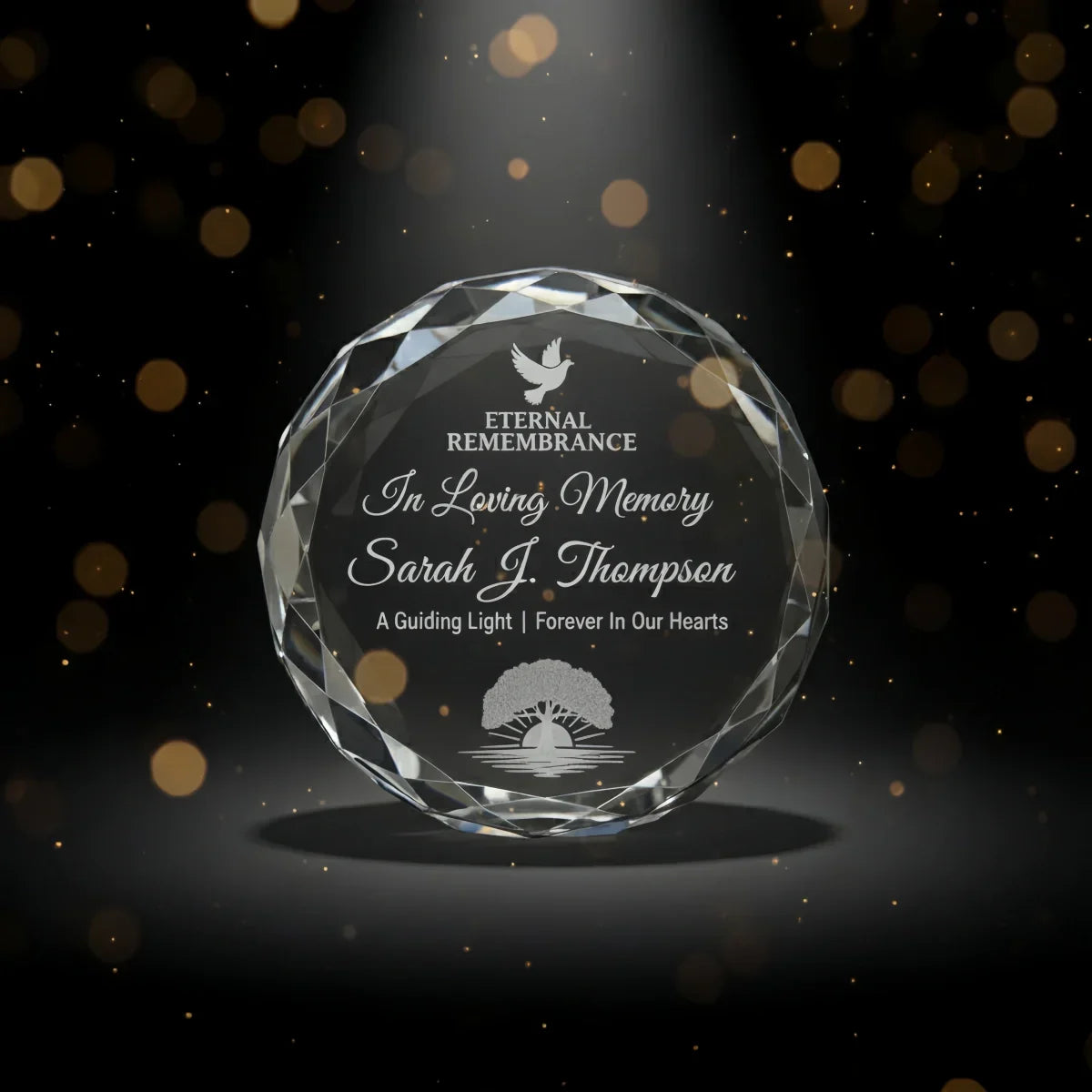 Sunflower design crystal plaque representing warmth and eternal love