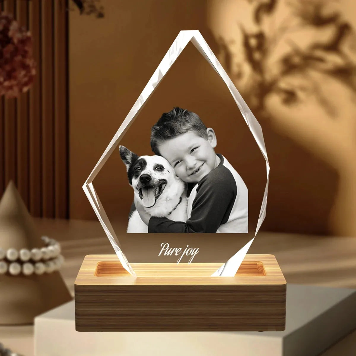 Mini crystal photo gift with iceberg design. Order online with free shipping in Australia.