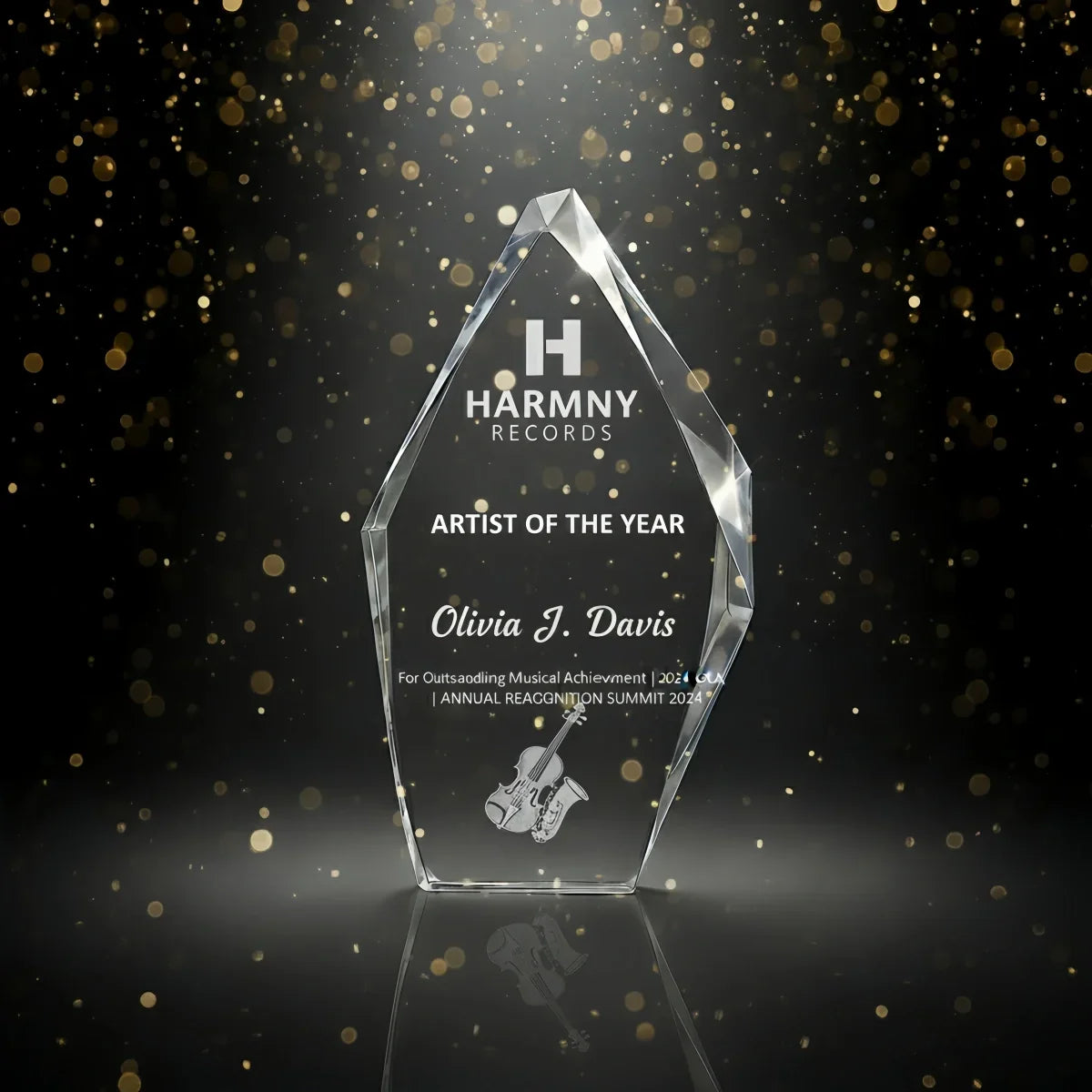Engraved iceberg crystal award for top music performers