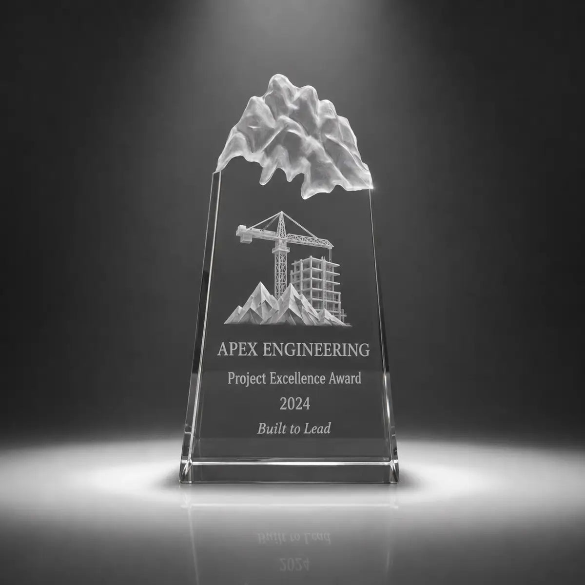 Personalised Peak Crystal Trophy – Laser Engraved 3D Crystal Award
