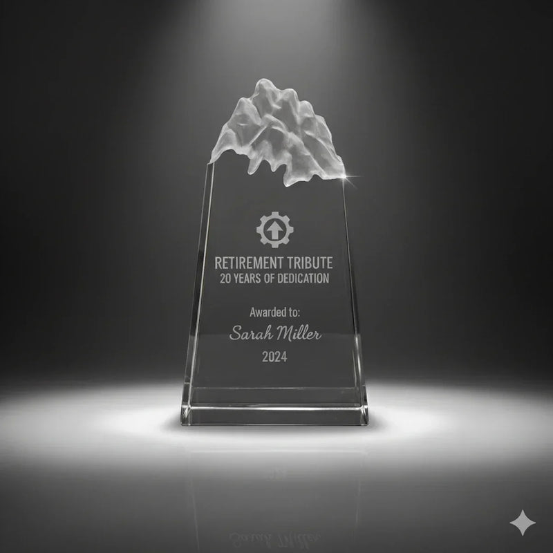 Personalised Peak Crystal Trophy – Laser Engraved 3D Crystal Award
