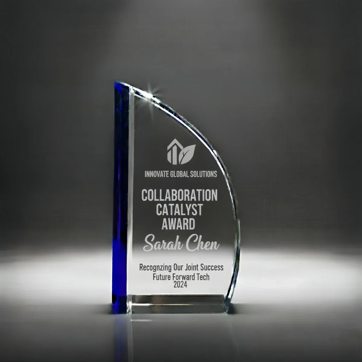 Elegant sail crystal trophy for corporate milestones