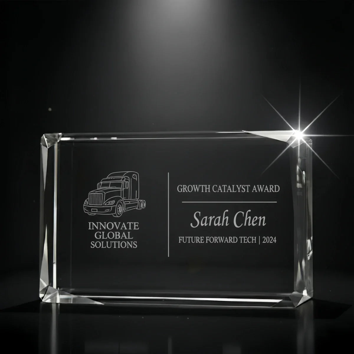 Elegant faceted crystal keepsake for business partners