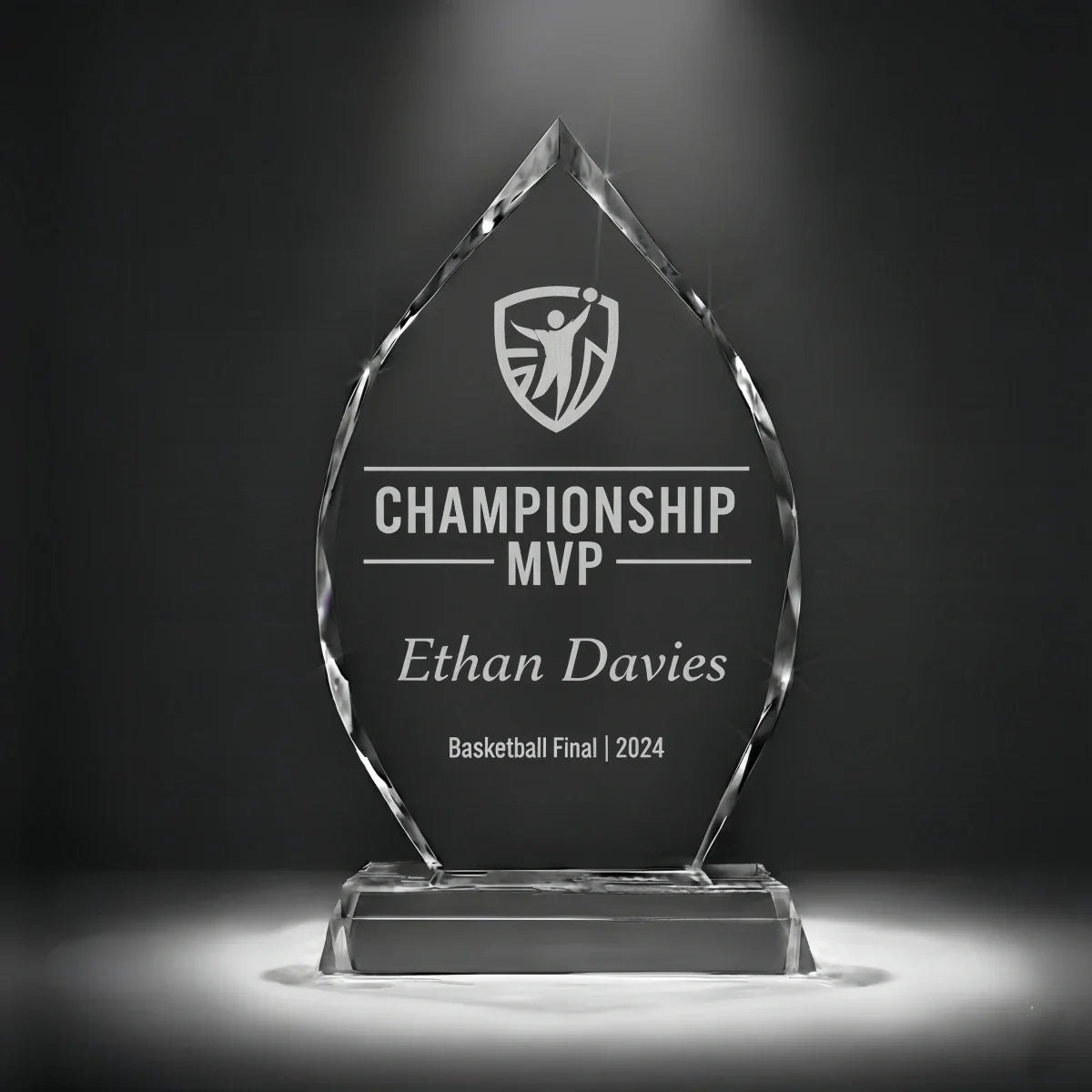 Engraved arrowhead award for leadership and competition success