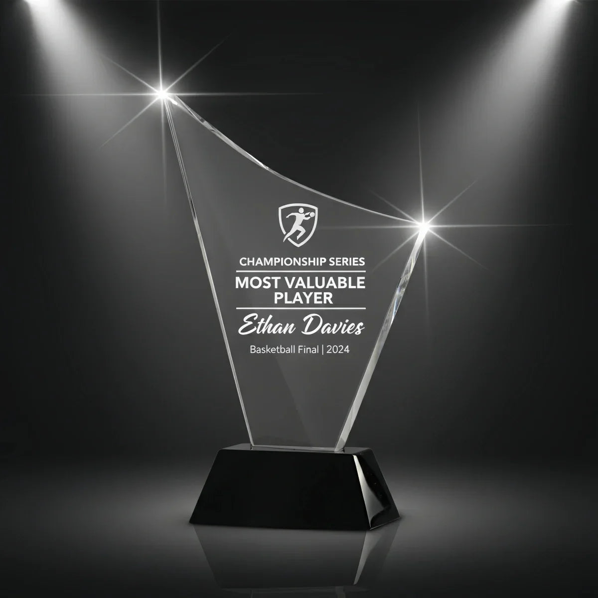 Curve crystal award for graceful achievement recognition