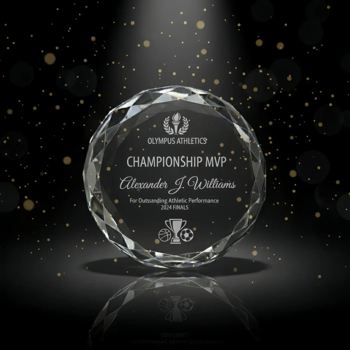 Elegant sunflower crystal plaque with laser engraving