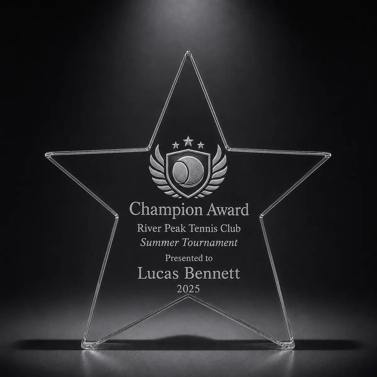 Custom Star Crystal Trophy – Laser Engraved Crystal Award