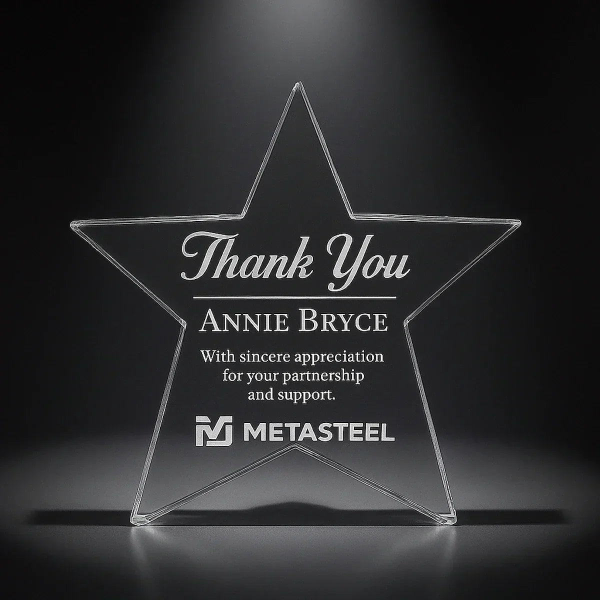 Personalised Star Crystal Trophy – Laser Engraved Crystal Award