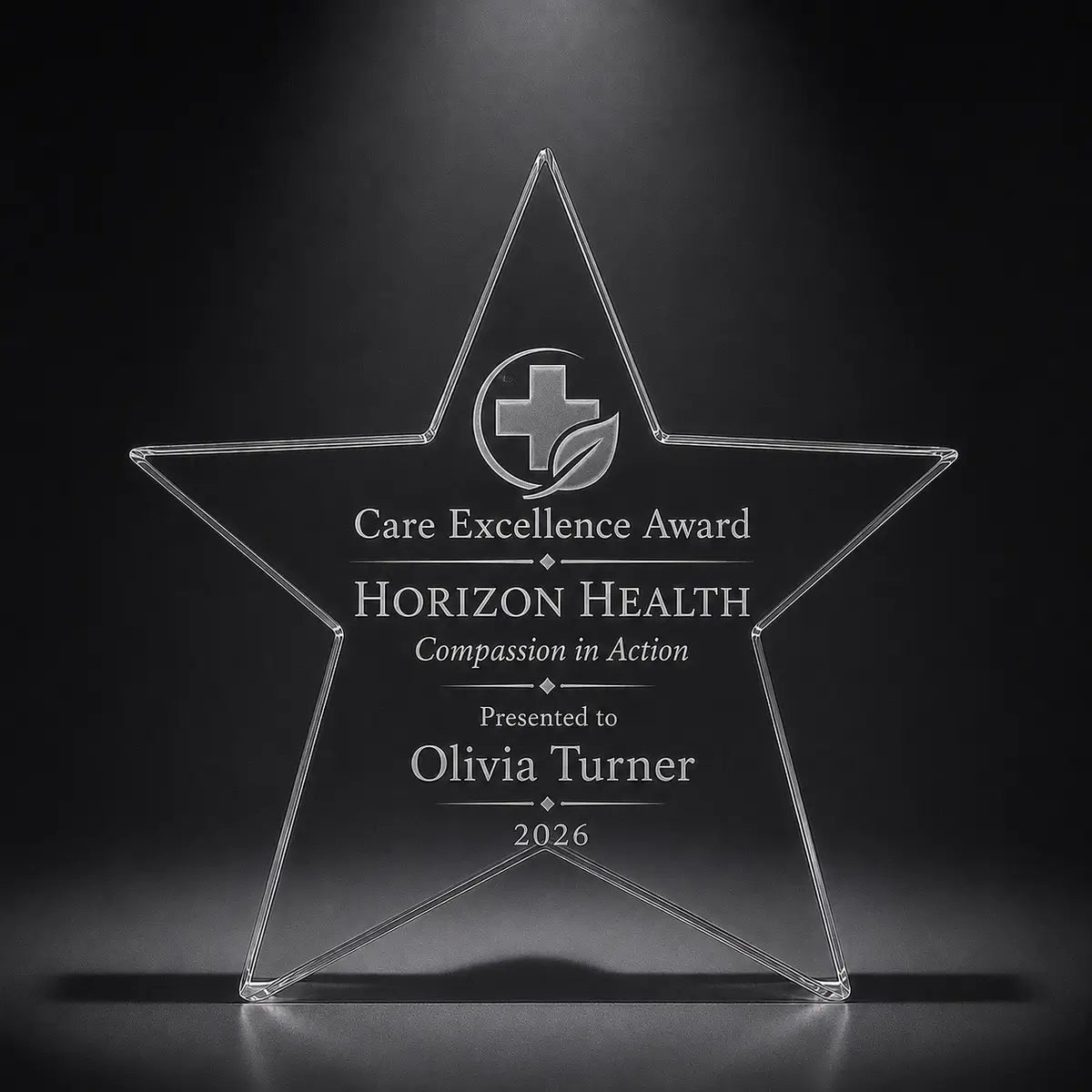 Personalised Star Crystal Trophy – Laser Engraved Crystal Award