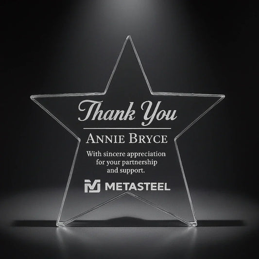 Personalised Star Crystal Trophy – Laser Engraved Crystal Award