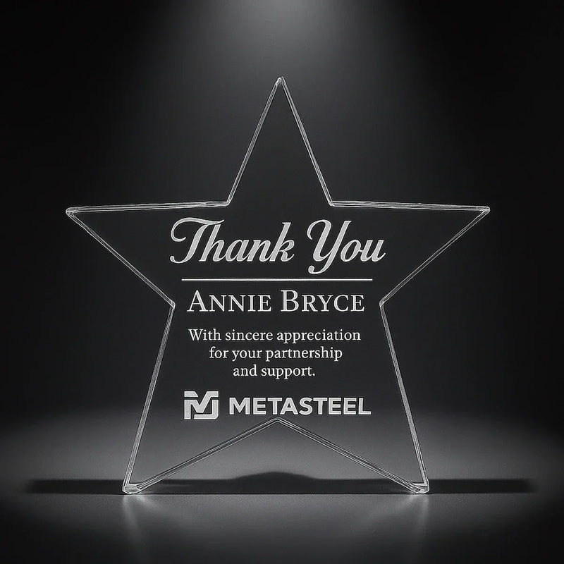Personalised Star Crystal Trophy – Laser Engraved Crystal Award