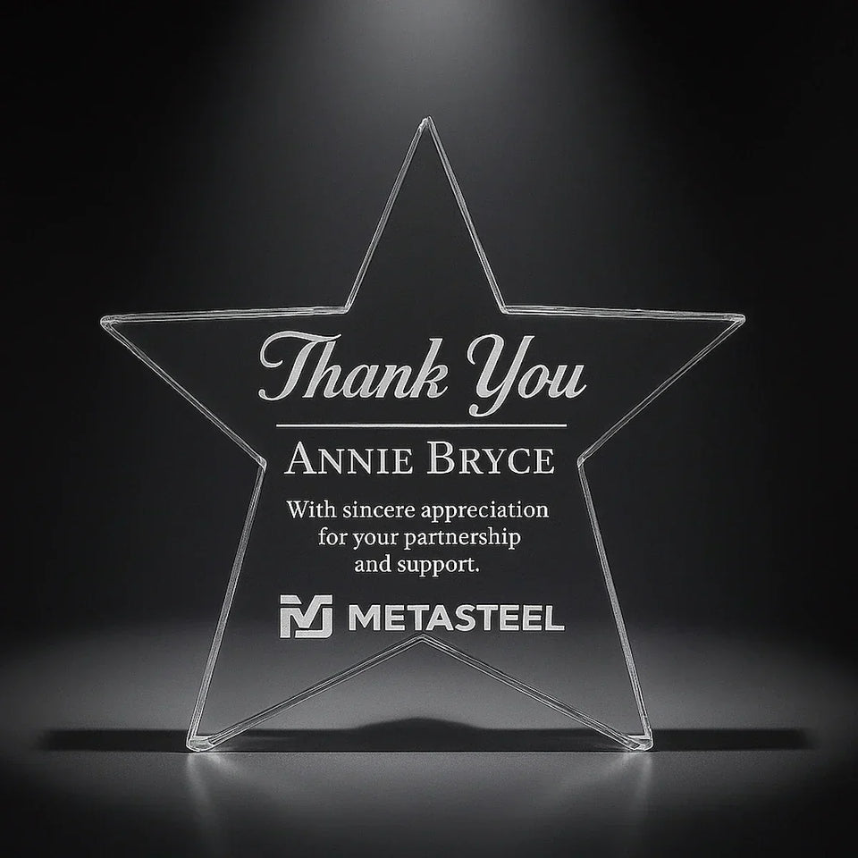 Personalised Star Crystal Trophy – Laser Engraved Crystal Award