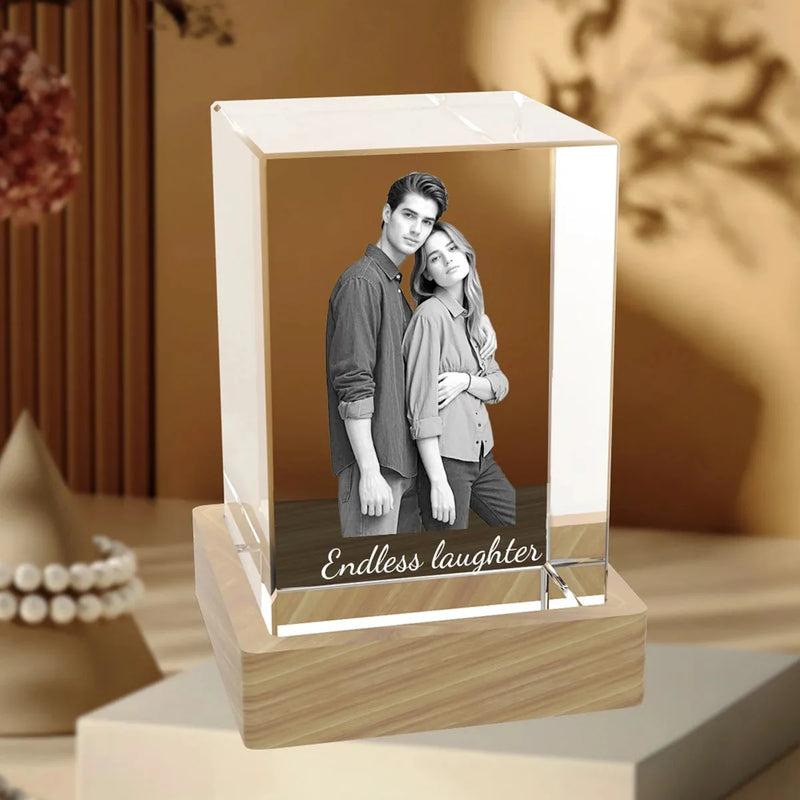 XL 3D crystal glass cube with striking photo engraving. Order online with free shipping in Australia.