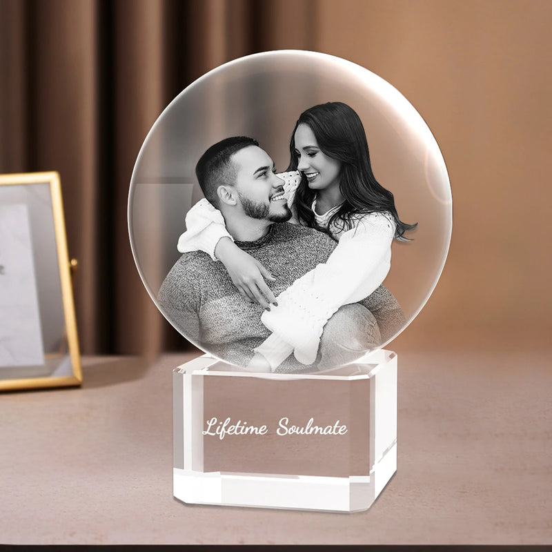 XL personalised 3D crystal photo ball – extra-large display piece with lifelike engraving, handcrafted in Australia, custom gift available online with free delivery