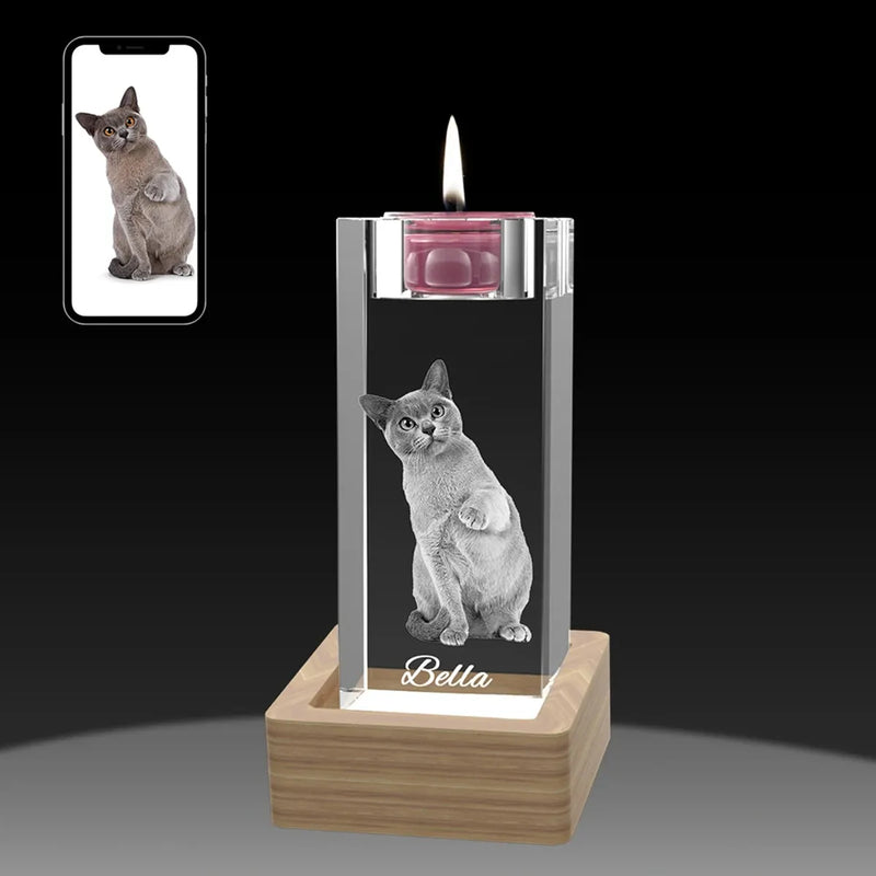 XXL 3D crystal candle holder photo gift with bold engraving. Order online with free shipping in Australia.