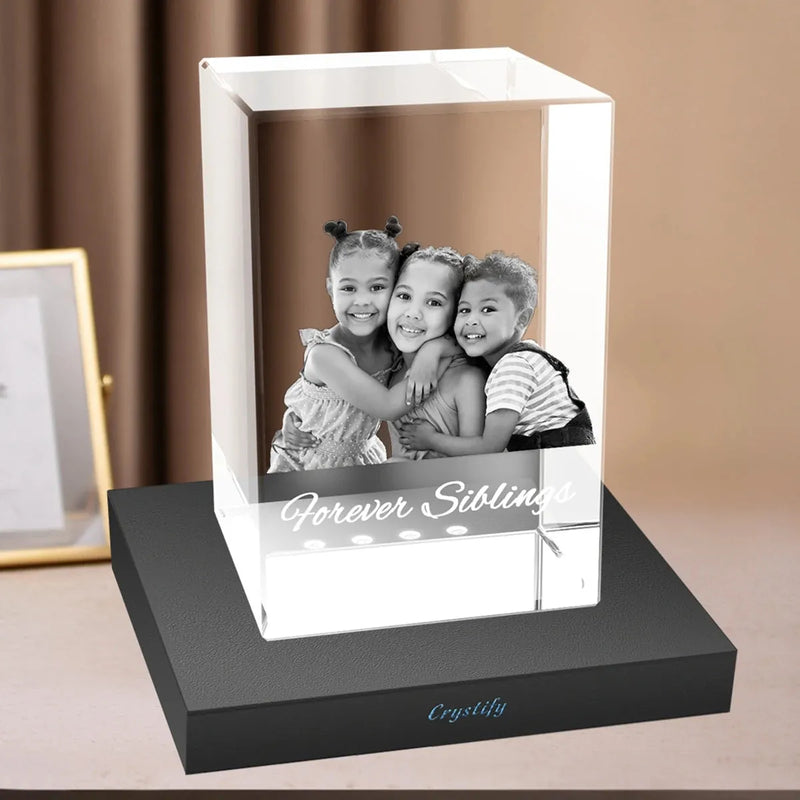 XXL crystal cube with deeply engraved custom photo. Order online with free shipping in Australia.