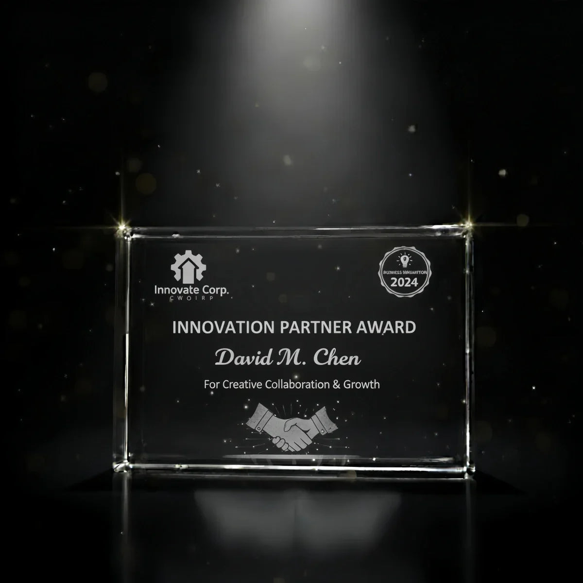 Horizontal crystal award for business milestones and gifts