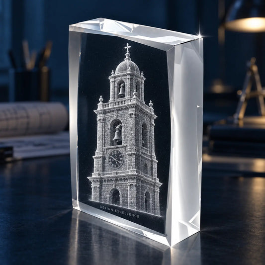 Custom 3D Architectural Crystal Award - Faceted Portrait