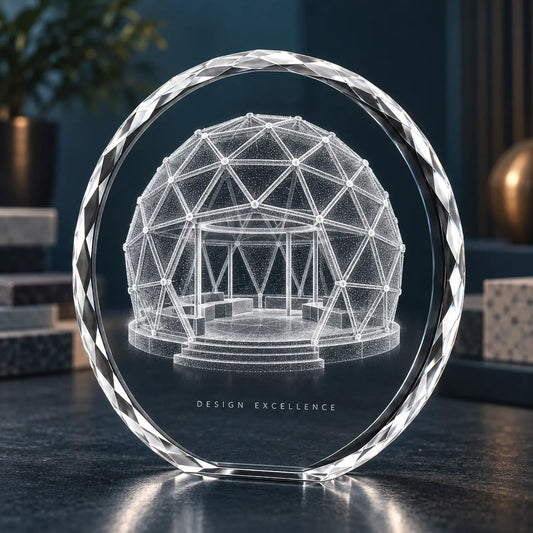 Custom 3D Architectural Crystal Award - Faceted Round
