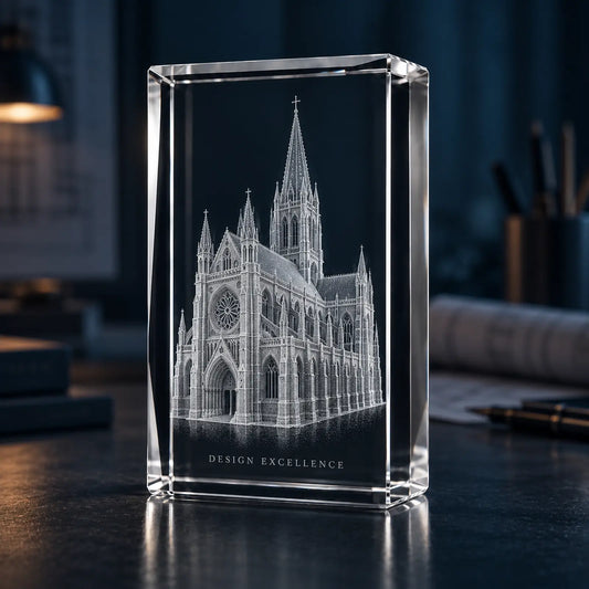 Custom 3D Architectural Crystal Award - Portrait