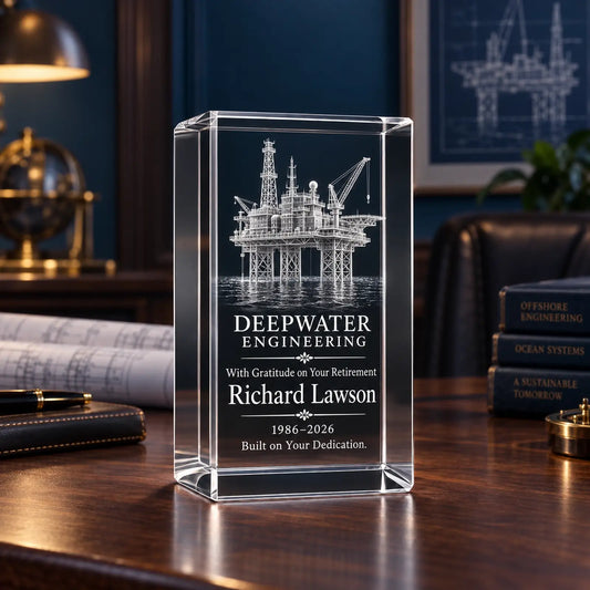 Custom Cube Crystal Retirement Award