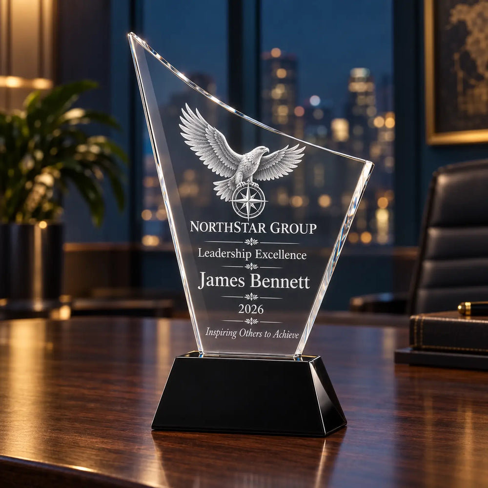 Personalised Curved Crystal Employee Award