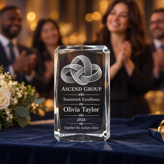 Personalised Faceted Cube Crystal Employee Award