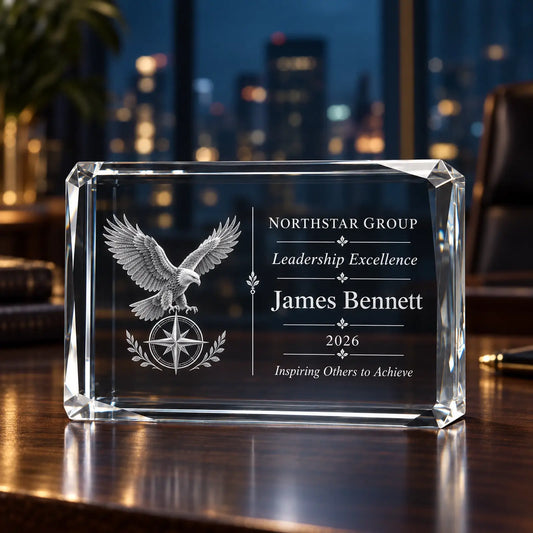Personalised Faceted Landscape Crystal Employee Award