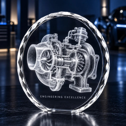Personalised 3D Model Crystal Award - Faceted Round