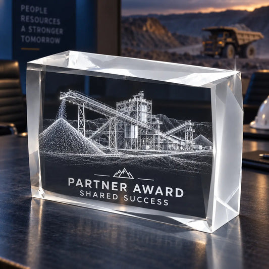 Custom 3D Mining Crystal Award - Faceted Landscape