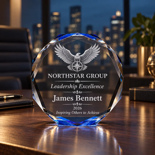 Personalised Octagon Crystal Employee Award