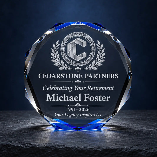 Custom Octagon Crystal Retirement Award