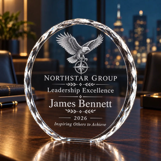 Personalised Round Crystal Employee Award