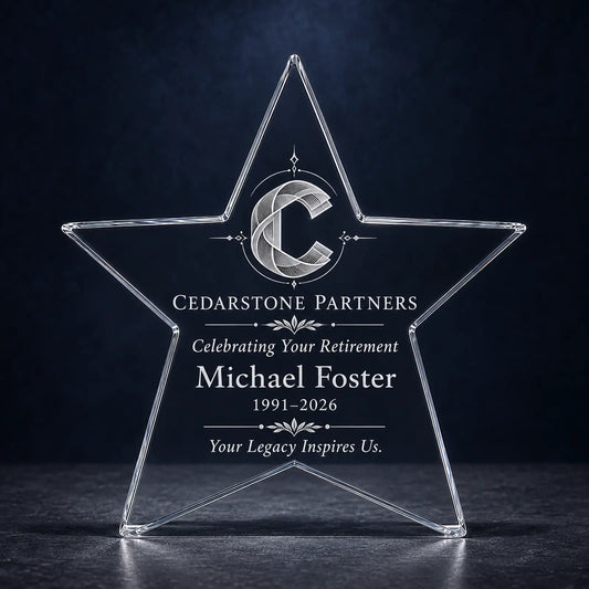 Custom Star Crystal Retirement Award