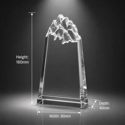 Custom 3D crystal award and trophy in peak style, suitable for corporate recognition, achievement awards and premium display gifts.