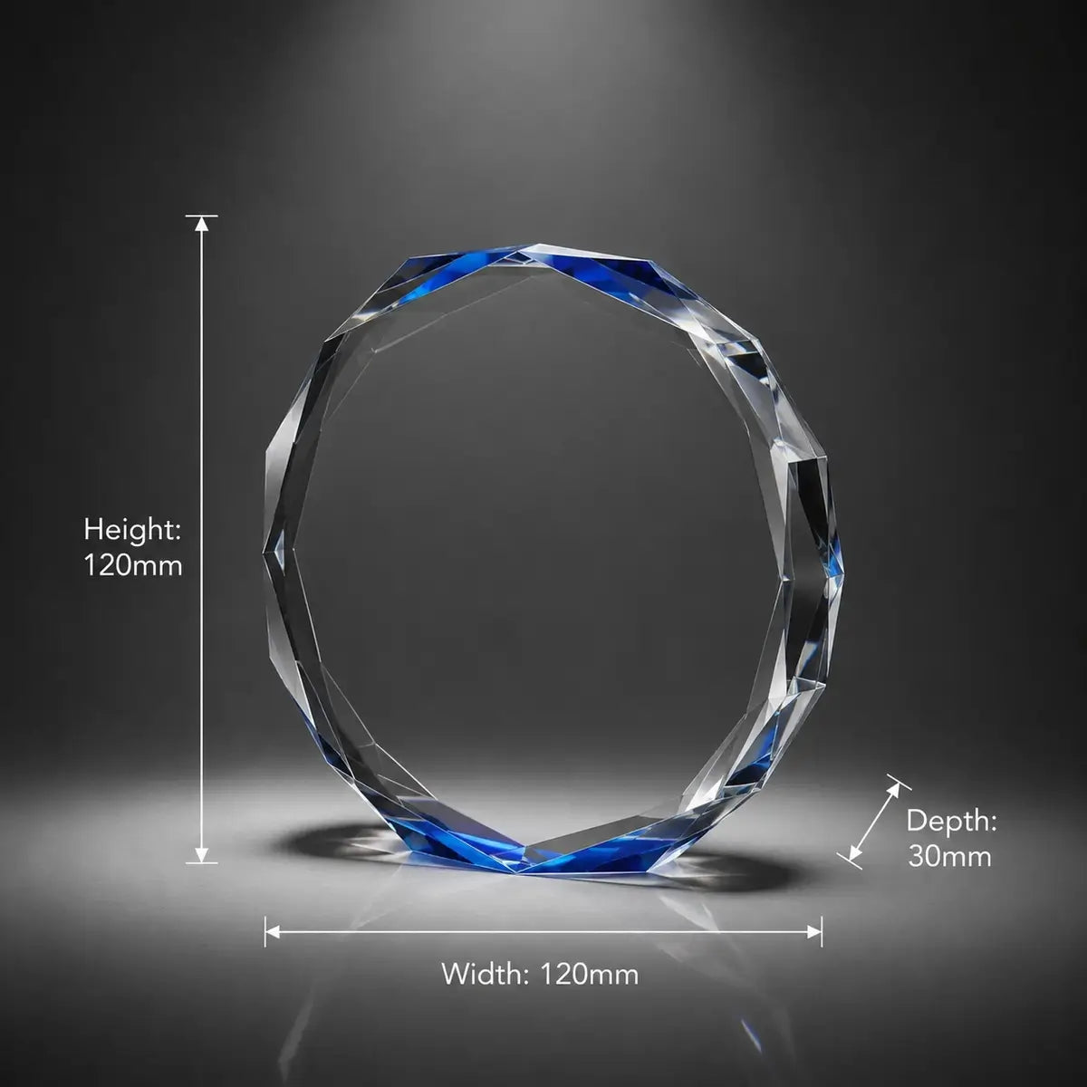 Custom 3D crystal award and trophy with Octagon design, perfect for corporate awards, commemorative gifts and presentation displays.
