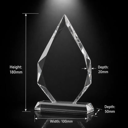 Custom 3D crystal award and trophy with faceted Arrowhead design, suitable for premium corporate recognition and milestone celebrations.