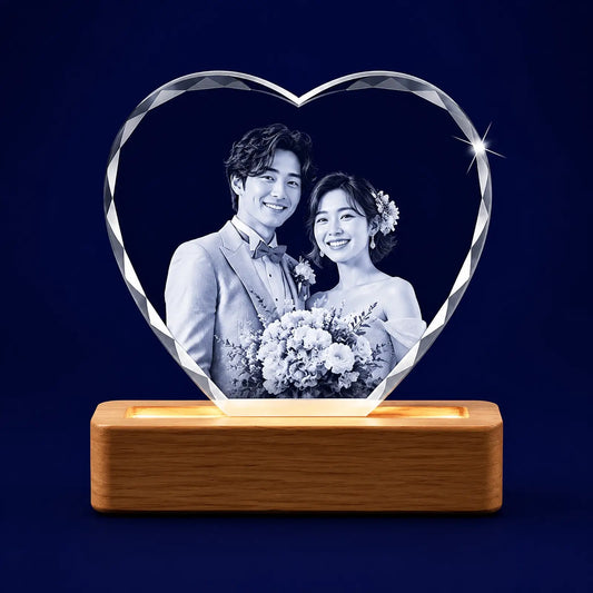 Personalised Faceted Heart Crystal Wedding Anniversary Gift