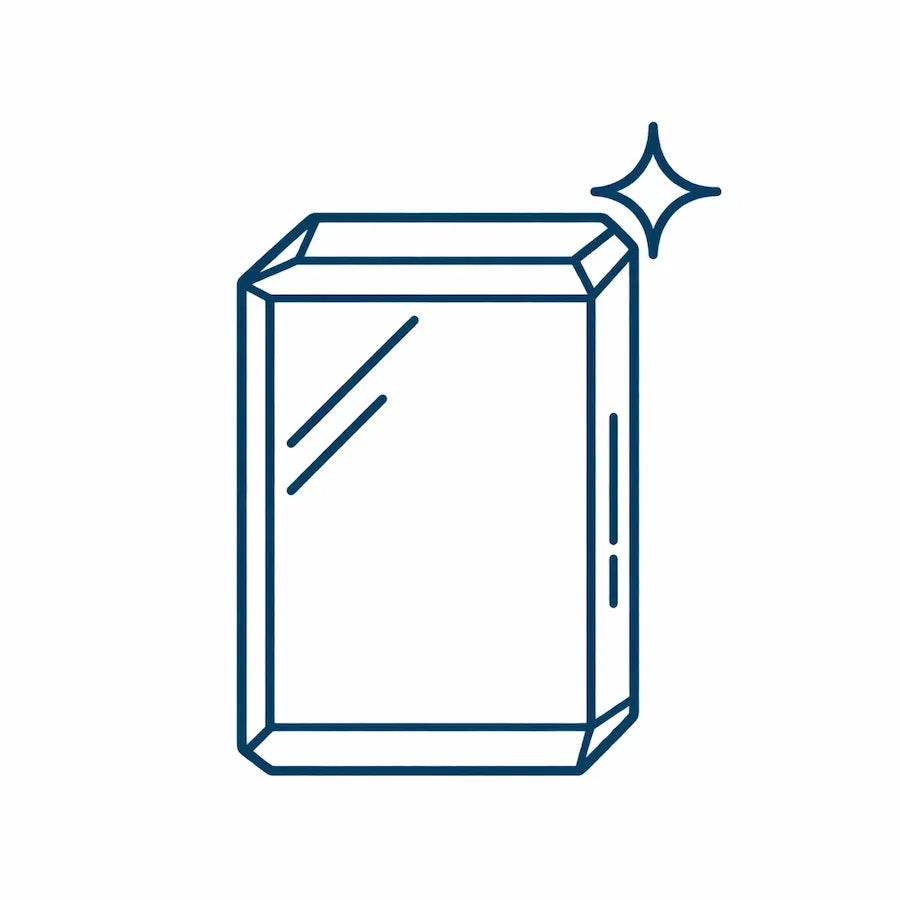 K9 optical crystal outline icon with a sparkle representing clarity and brilliance.