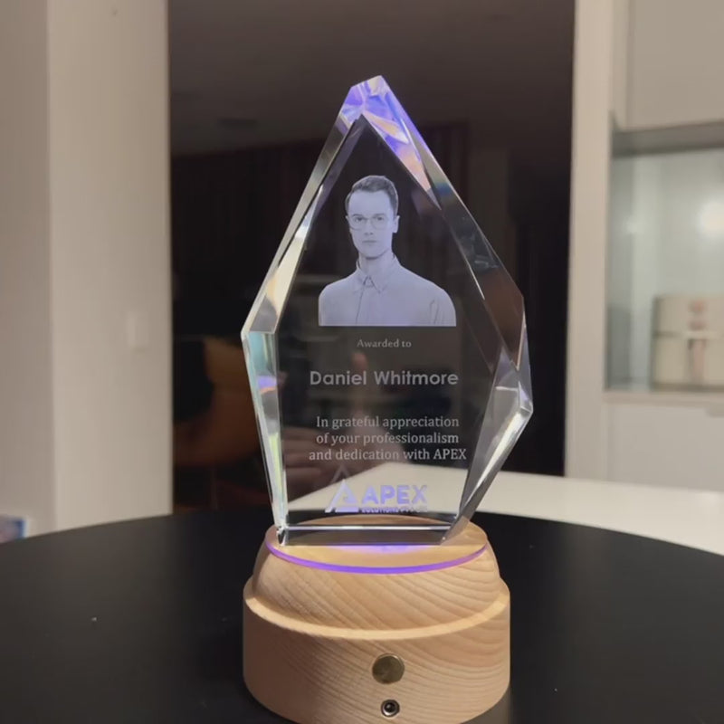 Crystal Awards Trophies - Laser Engraved 3D Image inside crystal Iceberg at Crystify Australia