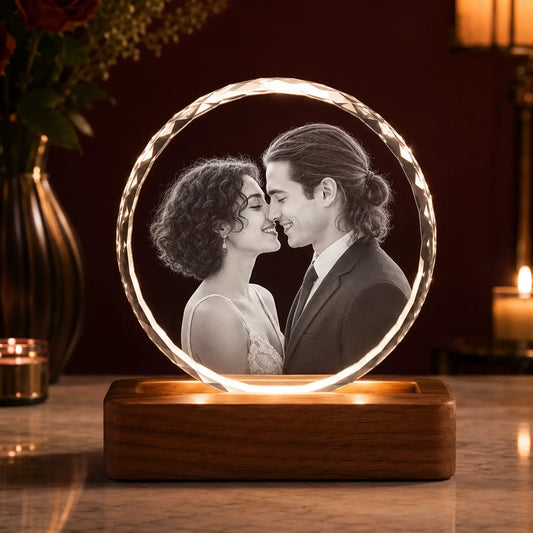 Personalised Round Crystal Wedding Anniversary Gift