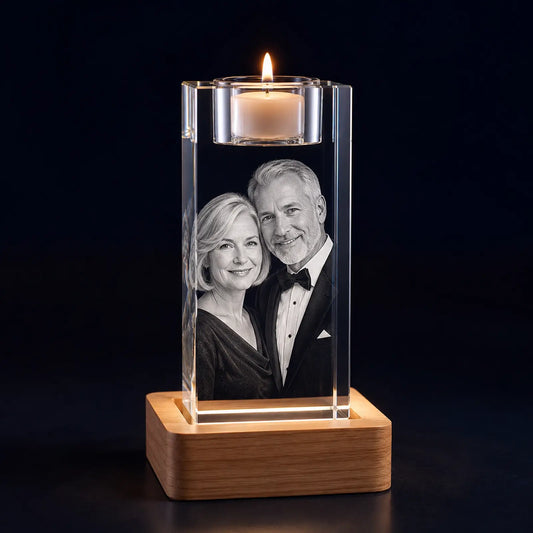 Personalised Crystal Photo Candle Holder – Anniversary Gift