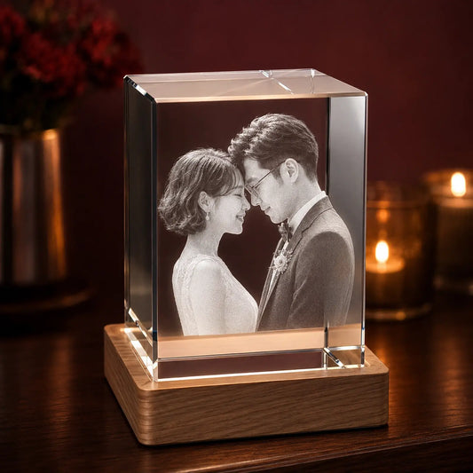 Personalised 3D Crystal Wedding Anniversary Gift – Cube